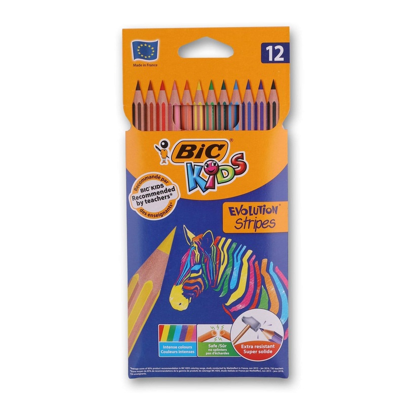 Kids Evolution Stripes Coloring Pencils – 12 Pack