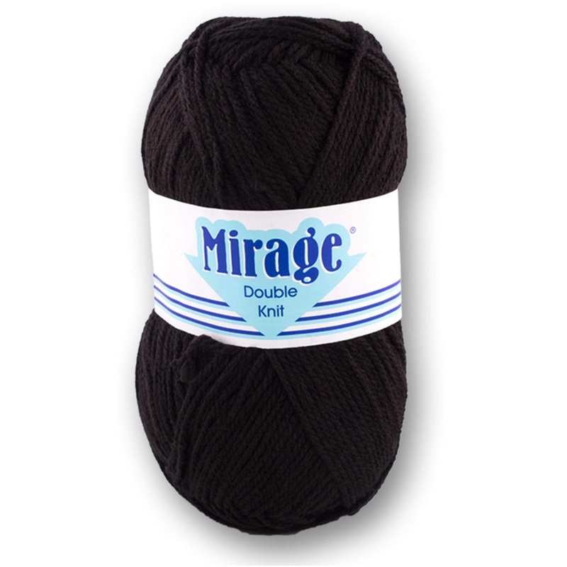Mirage Wool Double Knit 100g-Black & White & Royal Blue & Emerald Green & Brown & Fire Red & Bright Yellow