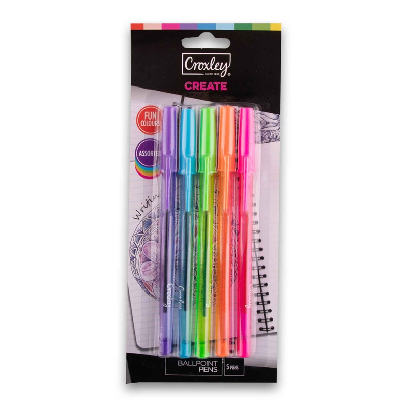 Ballpoint Pen Assorted – 5 Fun Colours