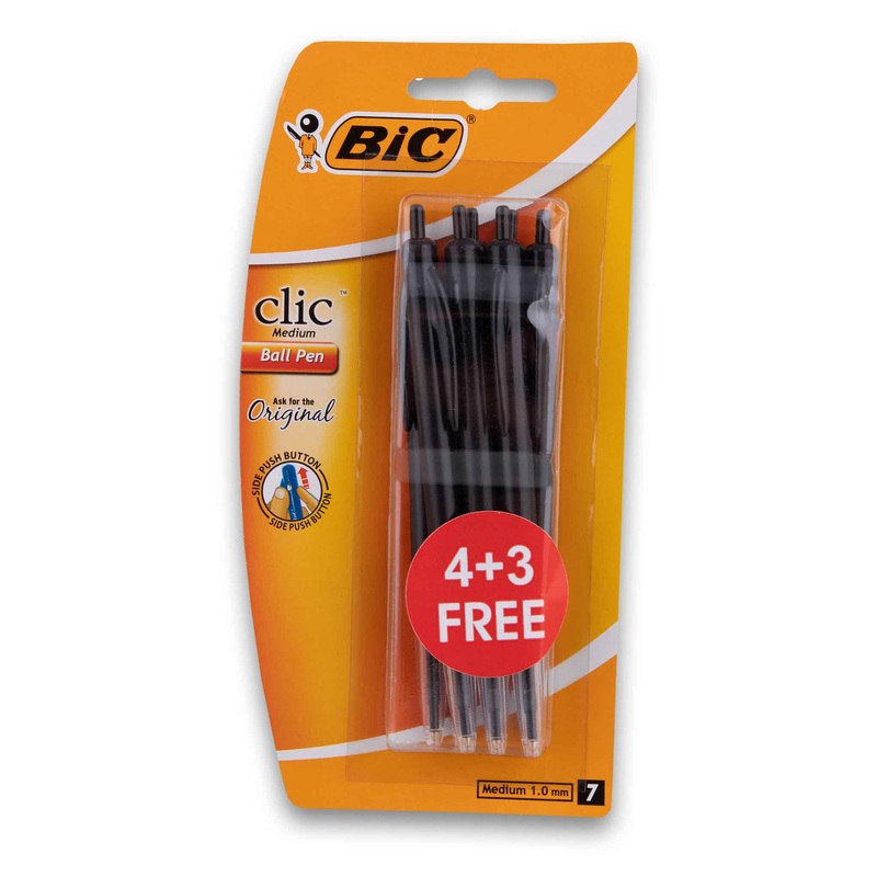Click Ball Pen Medium 1mm – 7 Pack