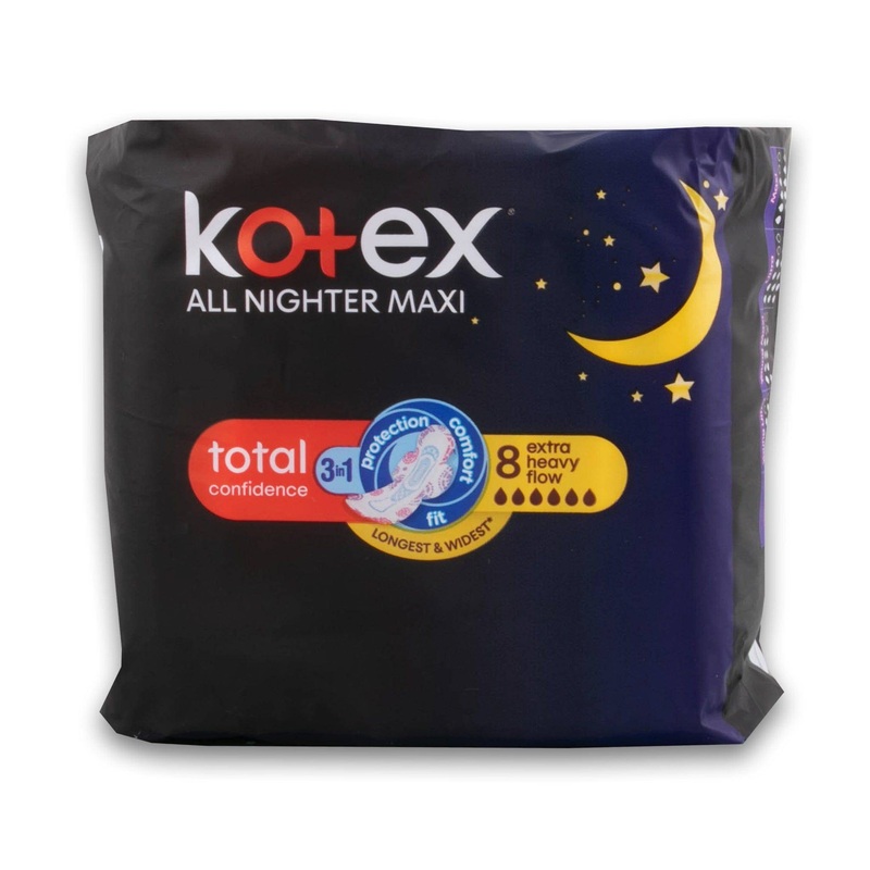 All Nighter Maxi Pads 8 Pack | Extra Heavy Flow  Longest & Widest Night Protection
