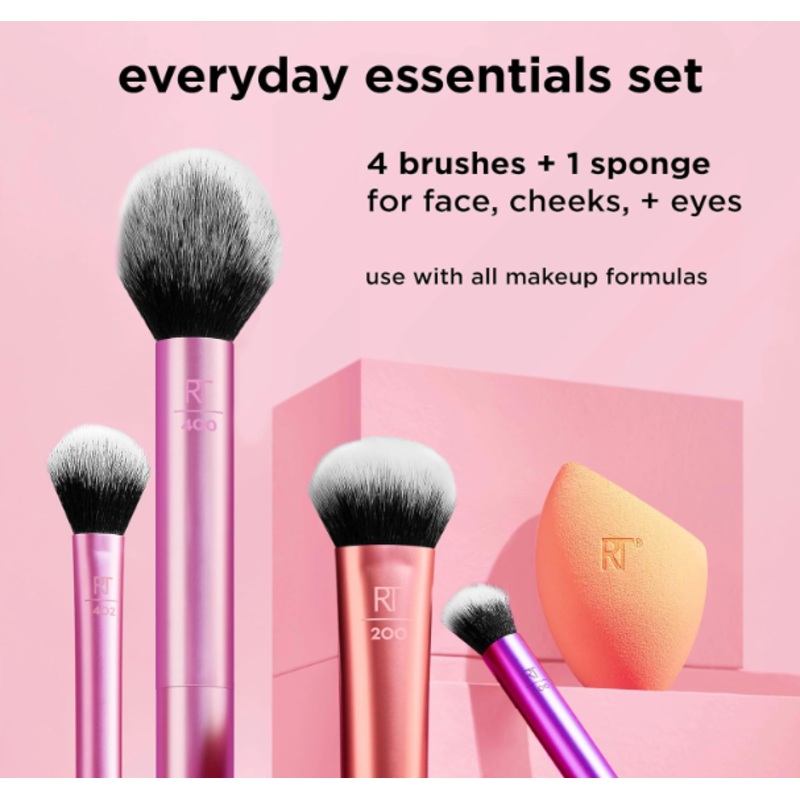 REAL TECHNIQUES By Sam & Nic Everyday Essentials For Blush + Foundation + Shadow + Highlighter + Concealer, Multicolour