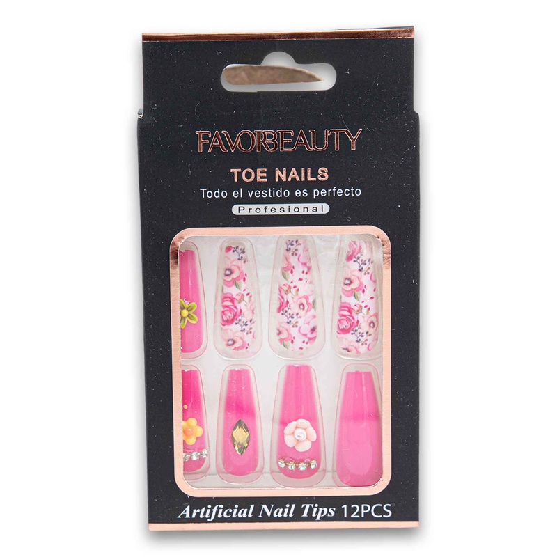 Artificial Toe Nail Tips 12 Piece – Assorted Colour