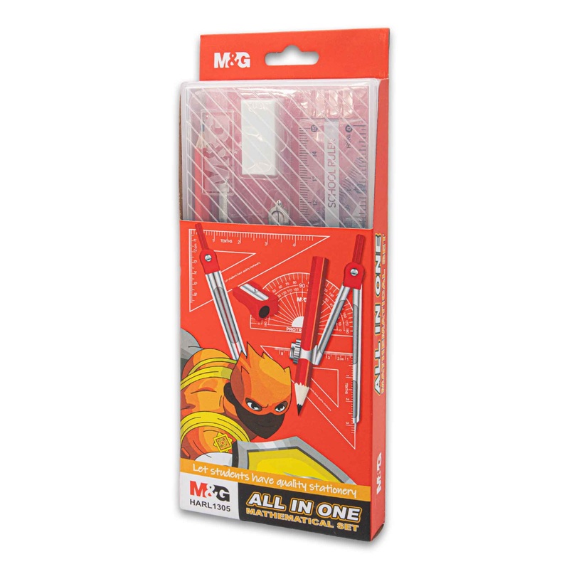 All In One Mathematical Set | Complete Geometry Kit with Compass Ruler Protractor & Pencil  Ideal for Students