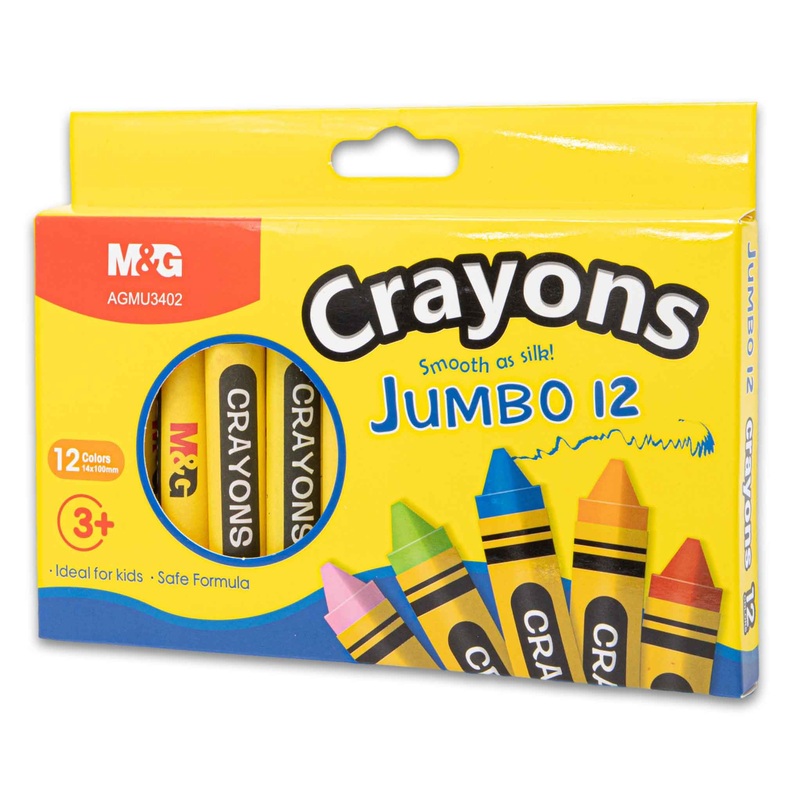 Jumbo Crayons 12 Colours | Smooth as Silk  Safe Non-Toxic & Ideal for Kids Ages 3+