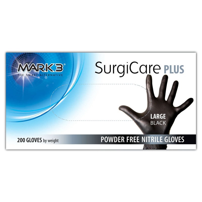 SurgiCare Plus Small Black Nitrile Gloves 3.0 MIL 200/bx. – MARK3*