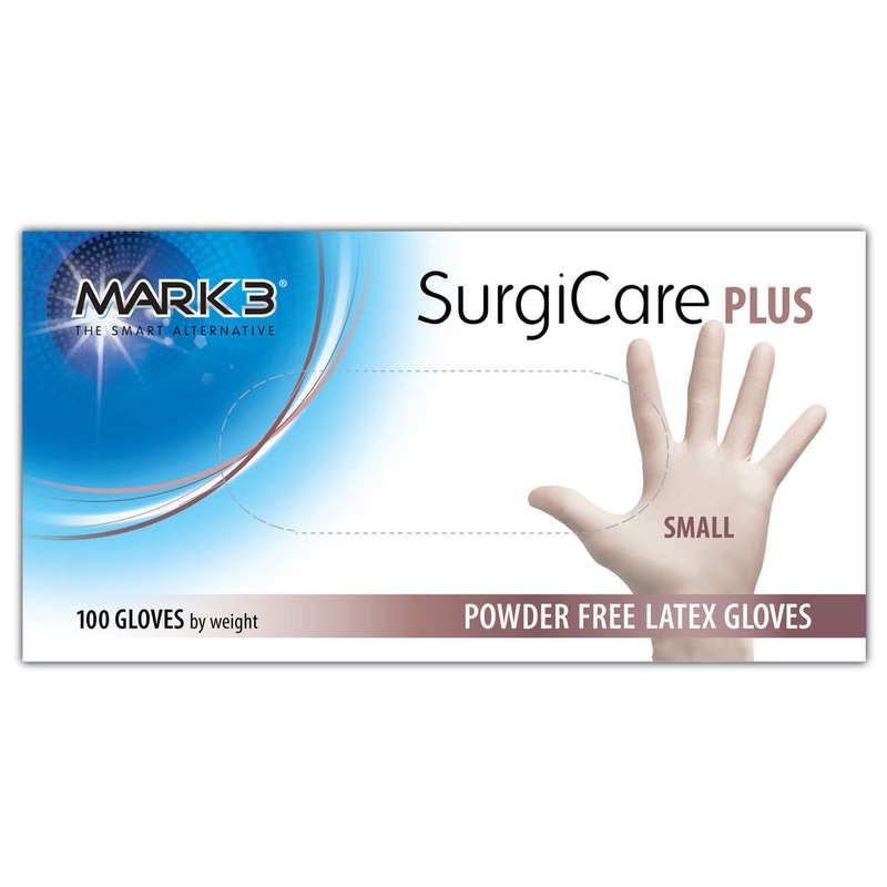 SurgiCare Plus Small Latex Powder Free Gloves 4.5 MIL100/bx. – MARK3*