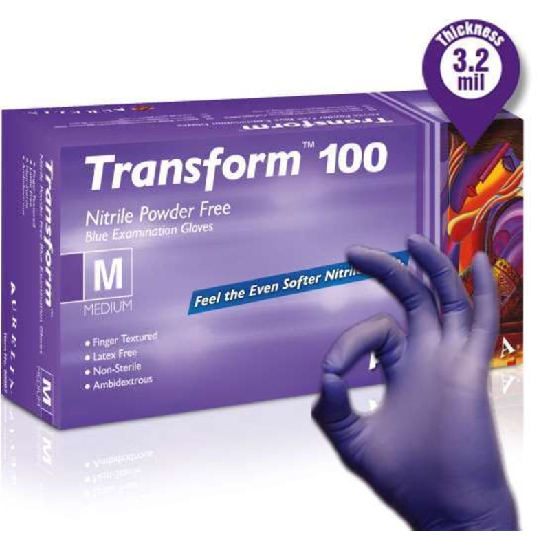 Transform Nitrile Powder-Free Gloves Large 3.2 mil – 200/bx. – Aurelia