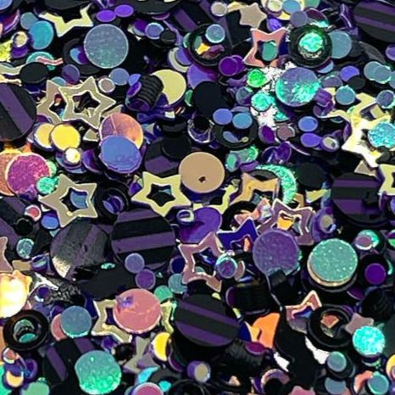 Beetle Juice Black, Purple and Gold Nail Glitter 5g