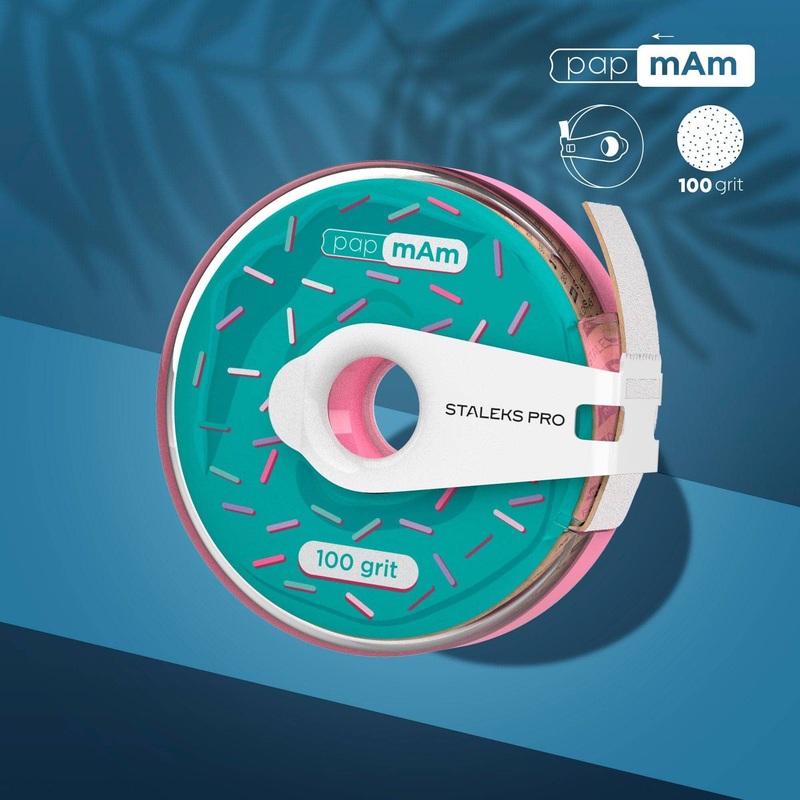 Staleks White disposable abrasive tape papmAm EXPERT 100 grit in a plastic case