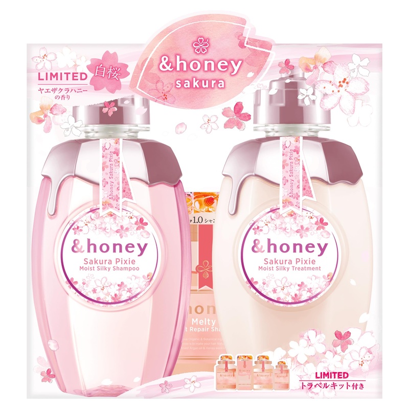 &honey Sakura 2024 Pixie Moist Shampoo and Conditioner Set 4-Step Kit